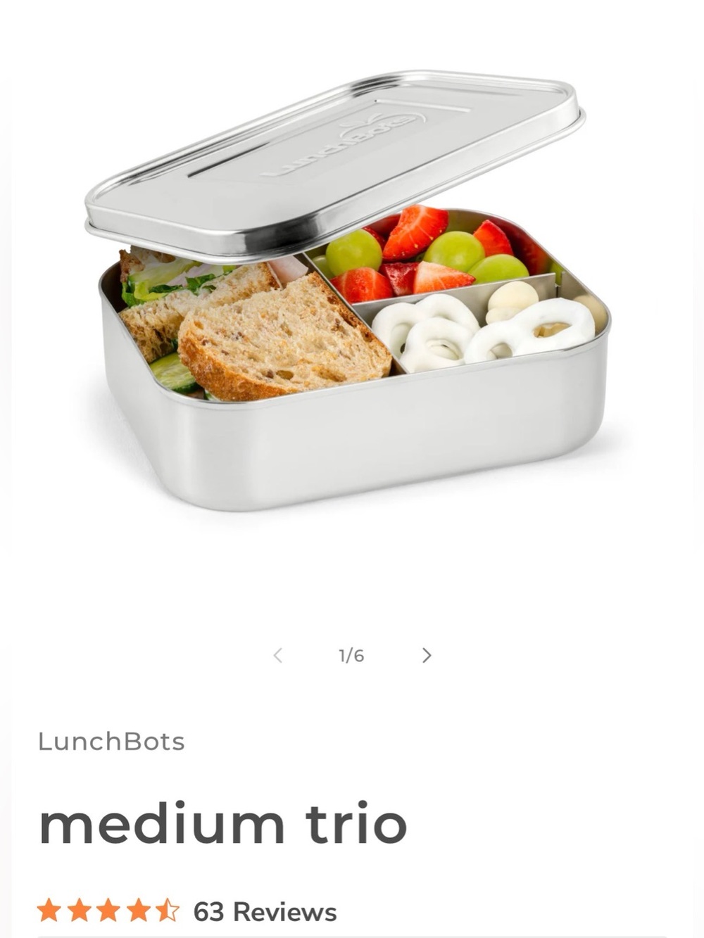 Lunchbots Medium Trio Stainless Steel Bento Box